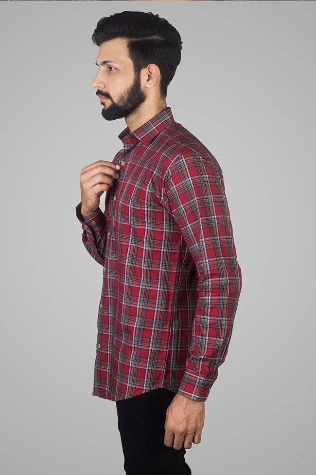 Check Shirt for Men - Best Men Checked Cotton Shirt Red