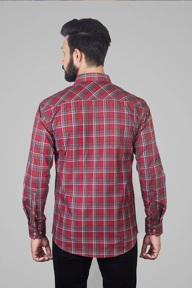 Check Shirt for Men - Best Men Checked Cotton Shirt Red