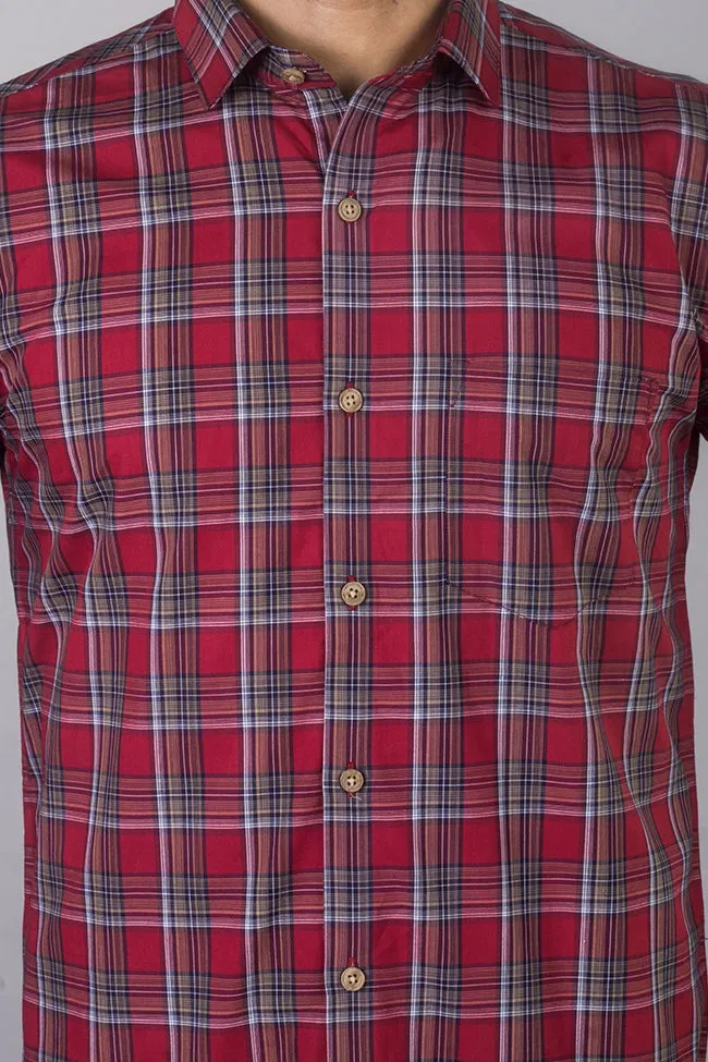 Check Shirt for Men - Best Men Checked Cotton Shirt Red