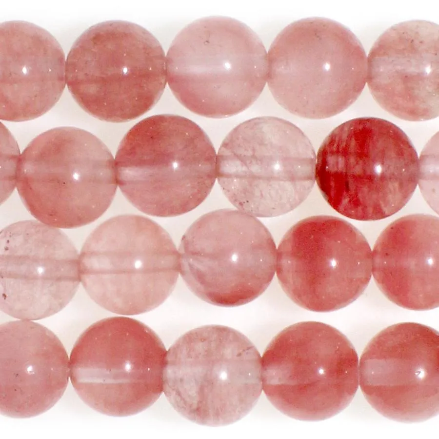 Cherry Quartz 8mm Round 8-Inch