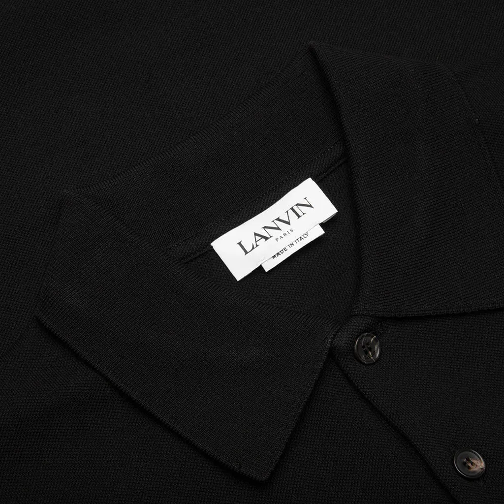 Classic Fit Polo With Logo Emblem Detail - Black