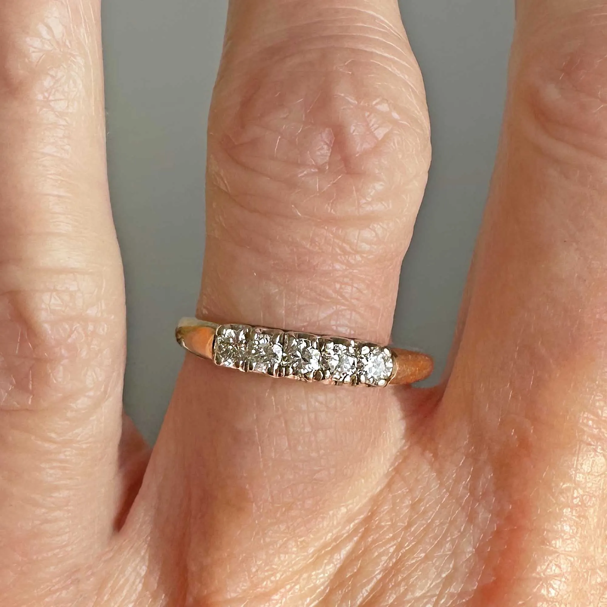 Classic Five Stone Diamond Ring Band in 14K Gold