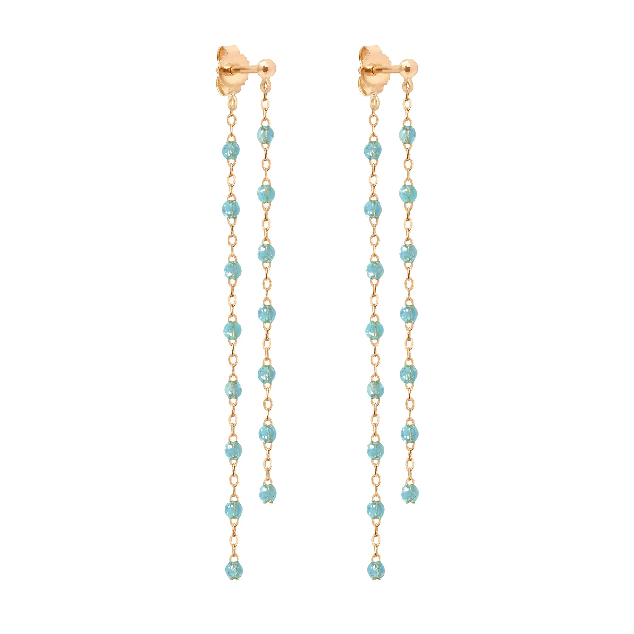 Classic Gigi dangling Aqua earrings, Rose Gold