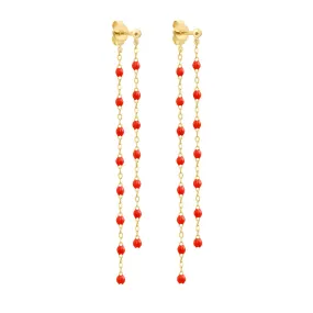 Classic Gigi dangling Coral earrings, Yellow Gold