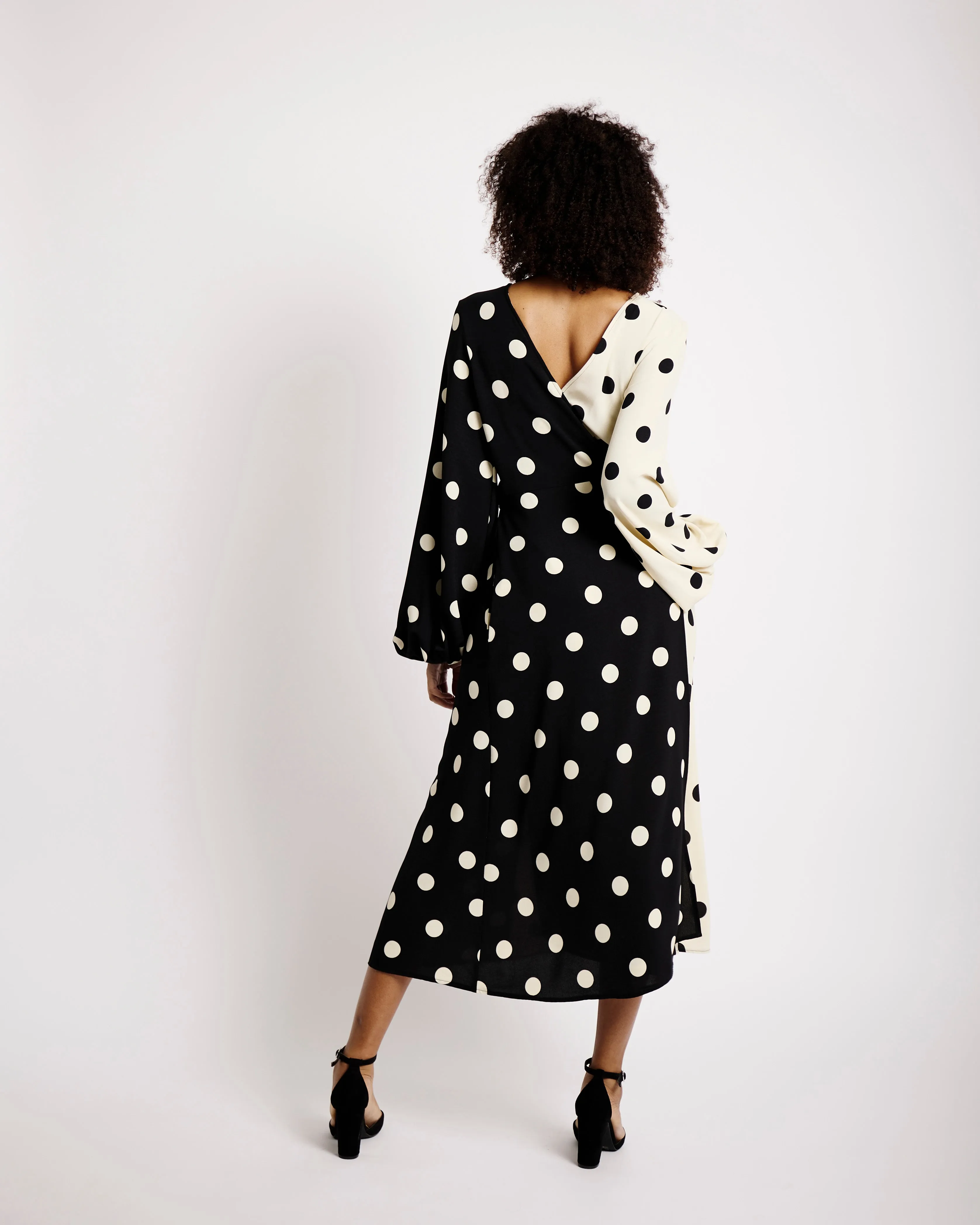 Combo Wrap Dress in Spot Combo