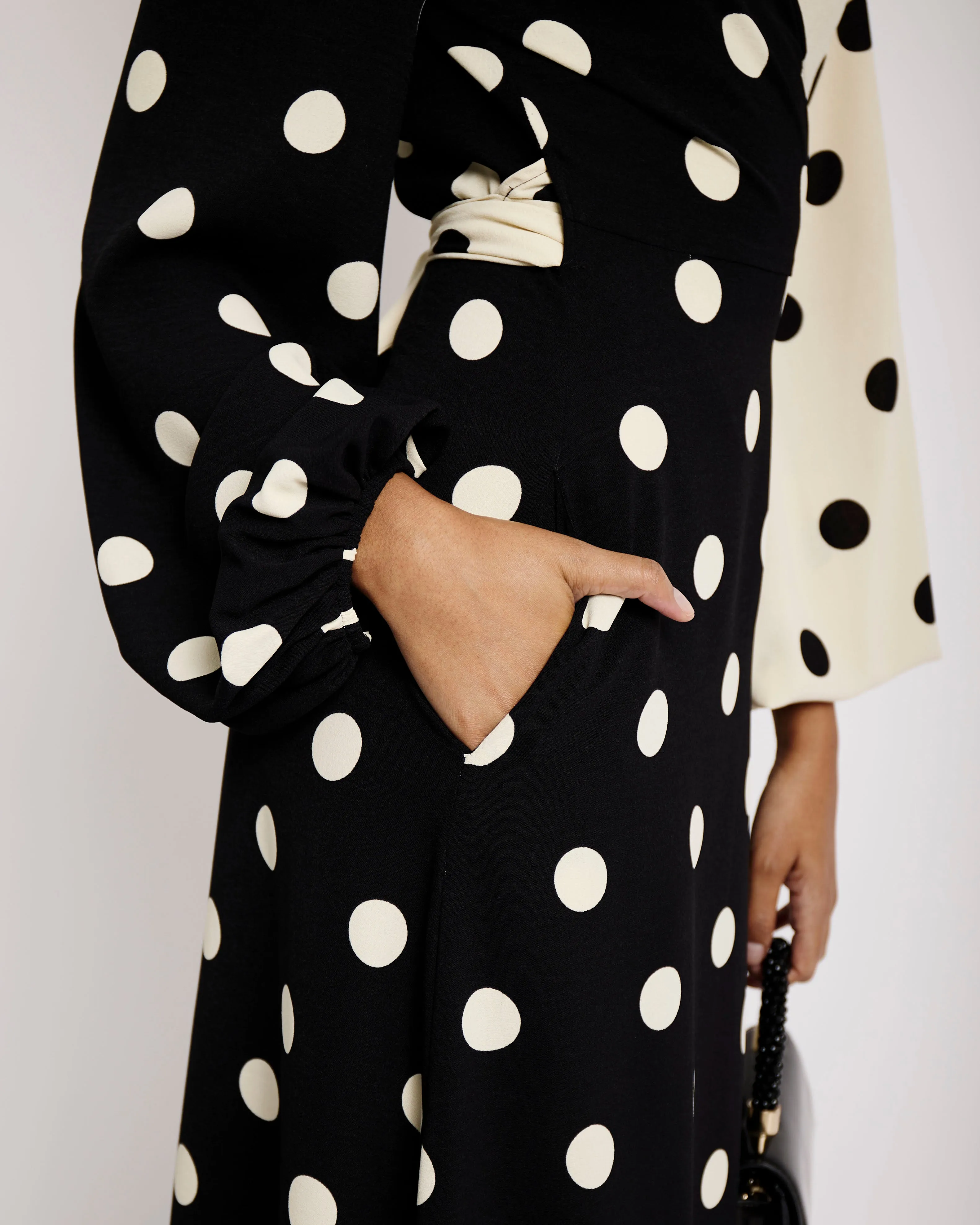 Combo Wrap Dress in Spot Combo