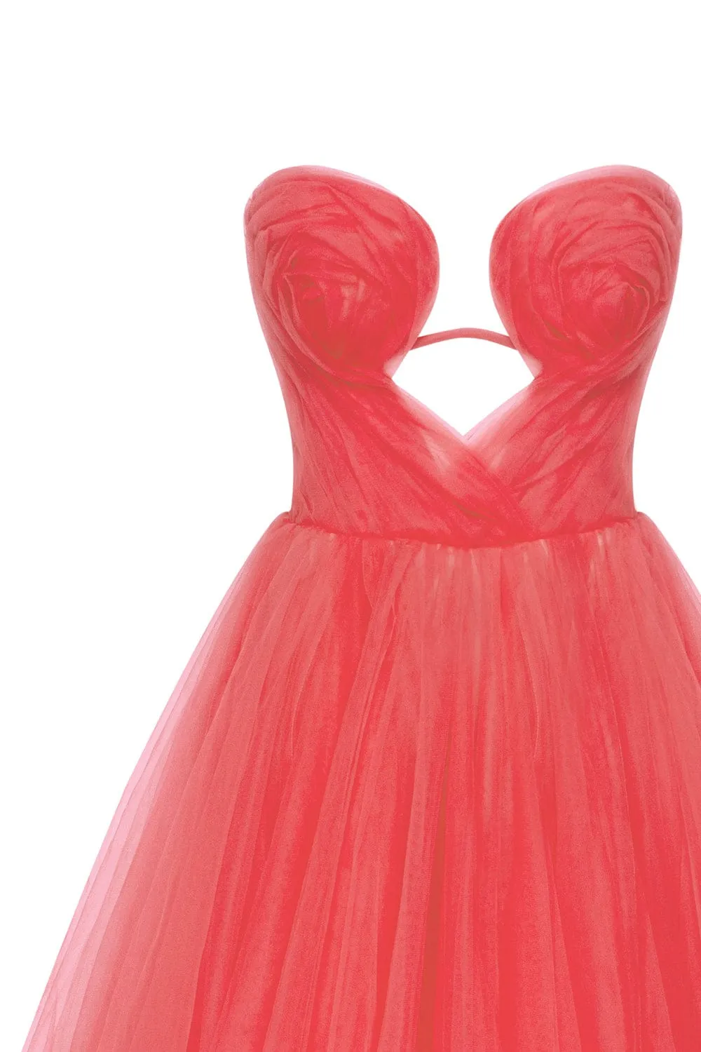 Coral tender midi tulle dress