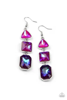 Cosmic Culture Purple, Pink & Blue UV Shimmer Earrings - Paparazzi Accessories