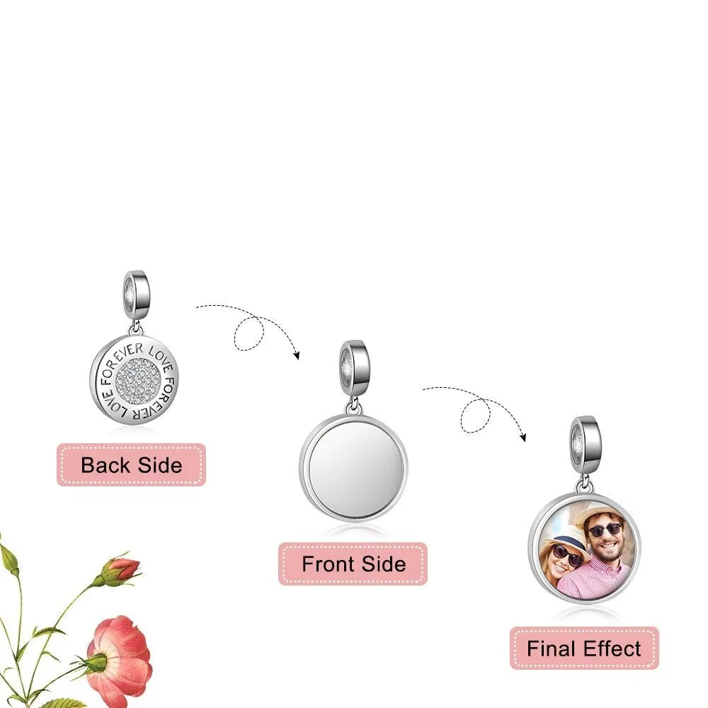 Custom Photo Round Charms Fit Bracelets Pendant