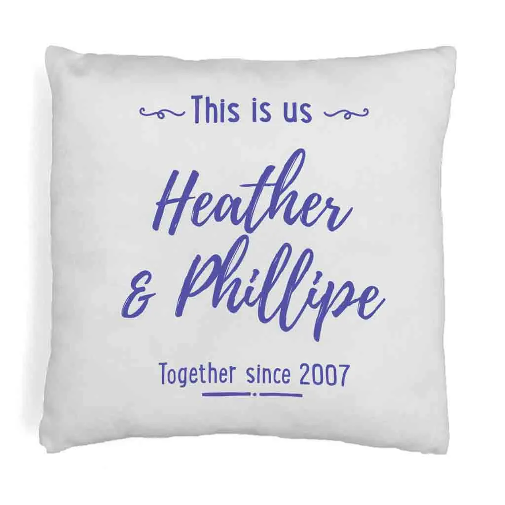 Custom Printed Accent Pillow Cover with Name(s) and Date