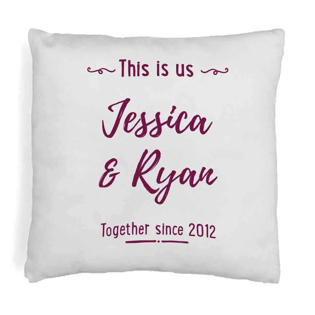 Custom Printed Accent Pillow Cover with Name(s) and Date