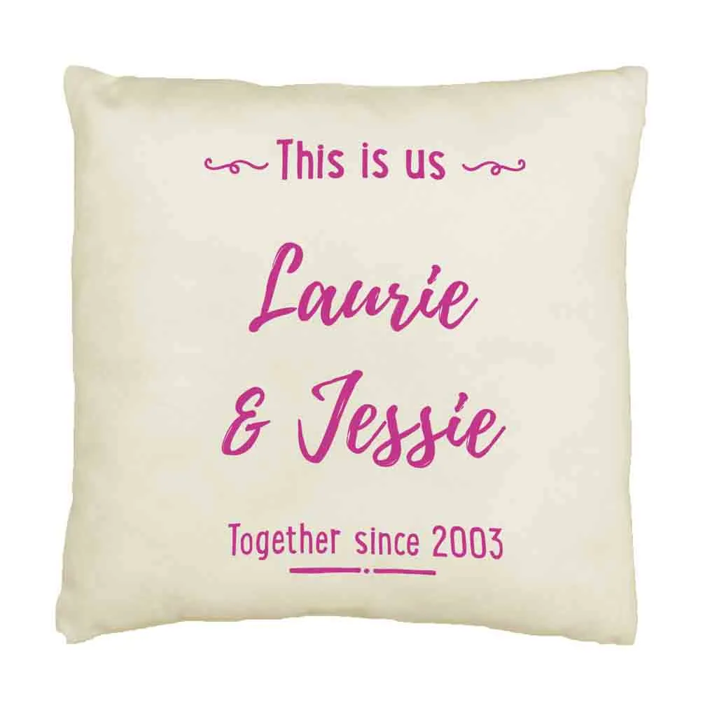 Custom Printed Accent Pillow Cover with Name(s) and Date