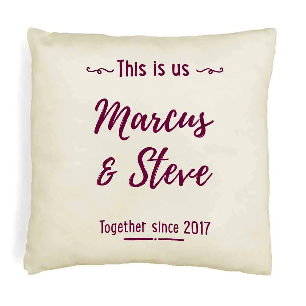 Custom Printed Accent Pillow Cover with Name(s) and Date