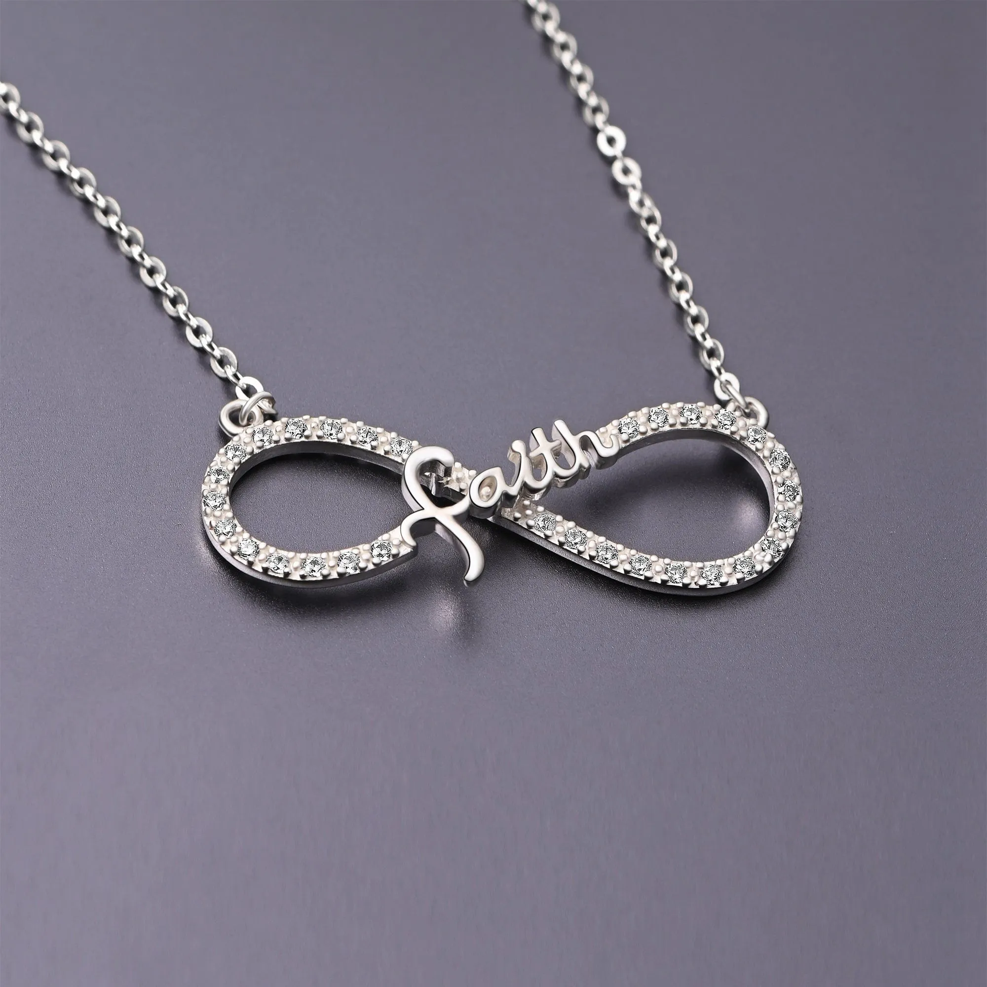 CZ Infinity Jewelry Faith Necklace Silver