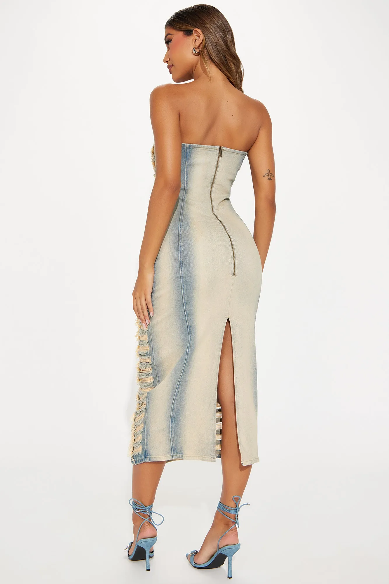 Dahlia Denim Midi Dress - Light Wash