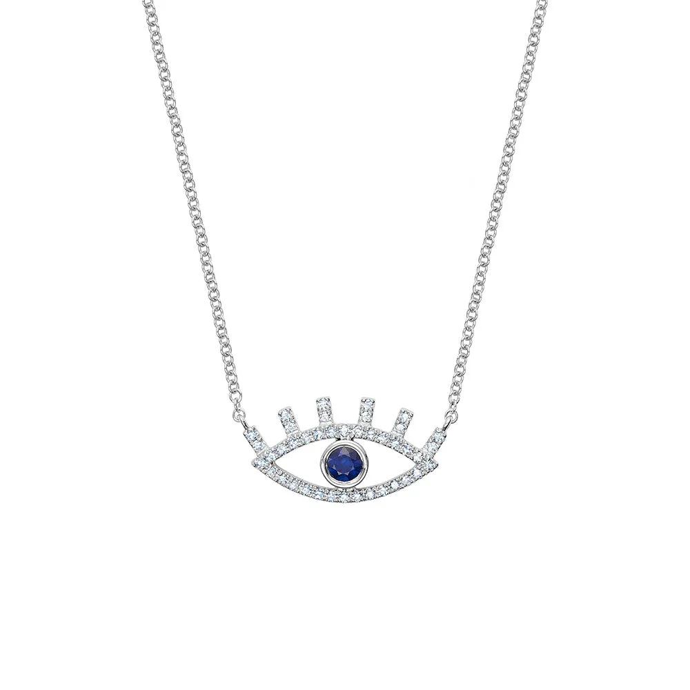 Diamond Blinking Lashes Evil Eye Necklace