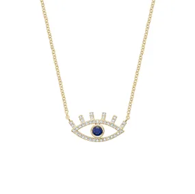 Diamond Blinking Lashes Evil Eye Necklace