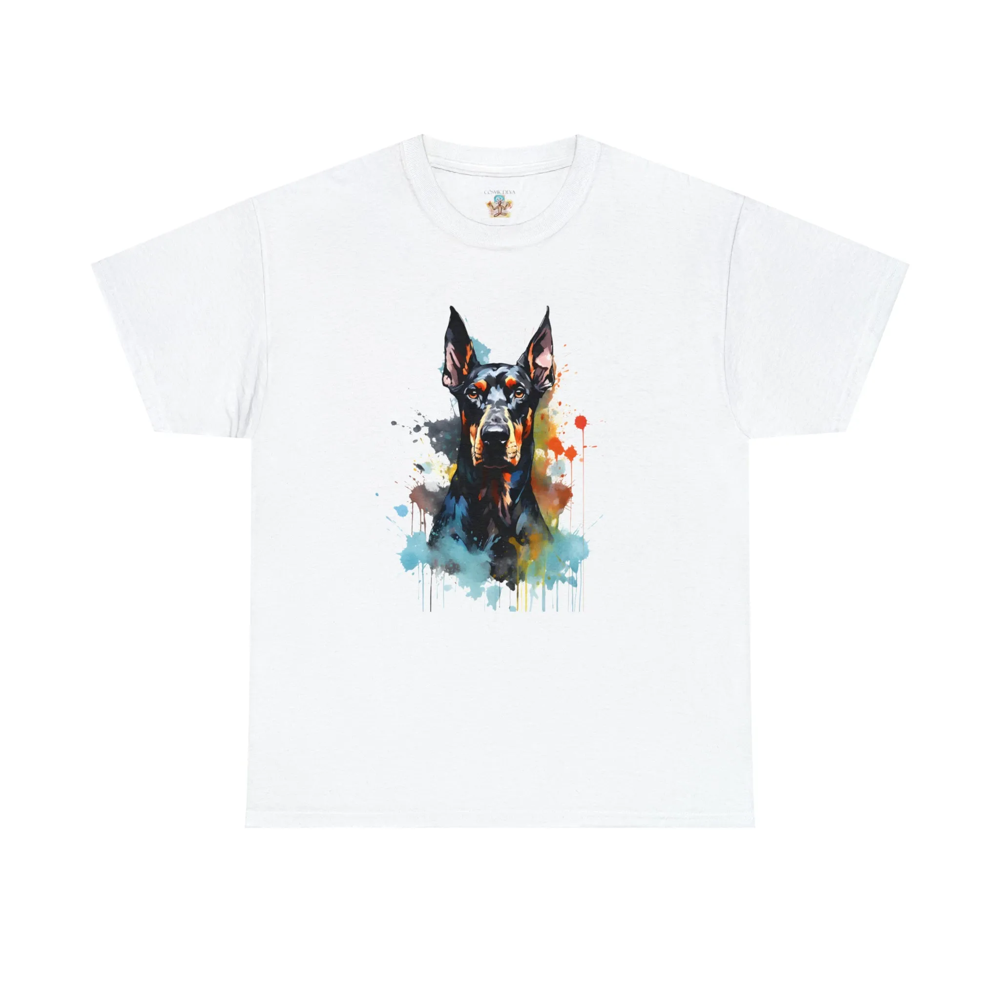 Doberman T-Shirt, Watercolor Doberman, Doberman Art Shirt, Dog Lover Apparel, Unisex Heavy Cotton Tee