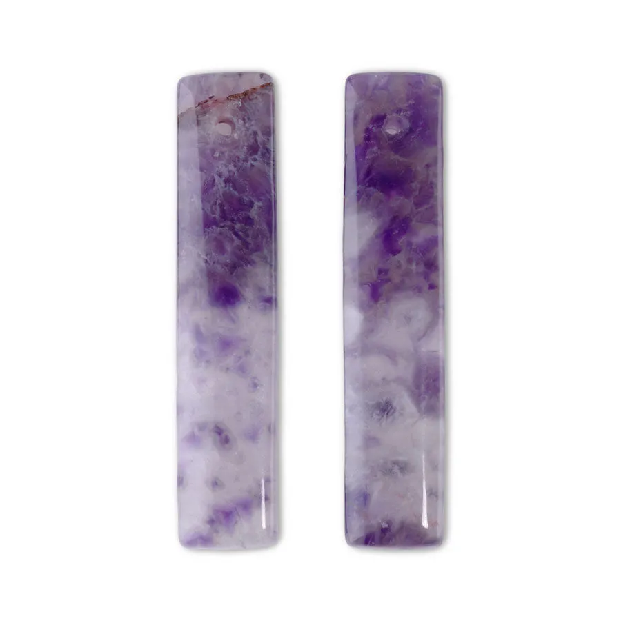 Dog Teeth Amethyst 10x48mm Rectangle Pair - Pendant