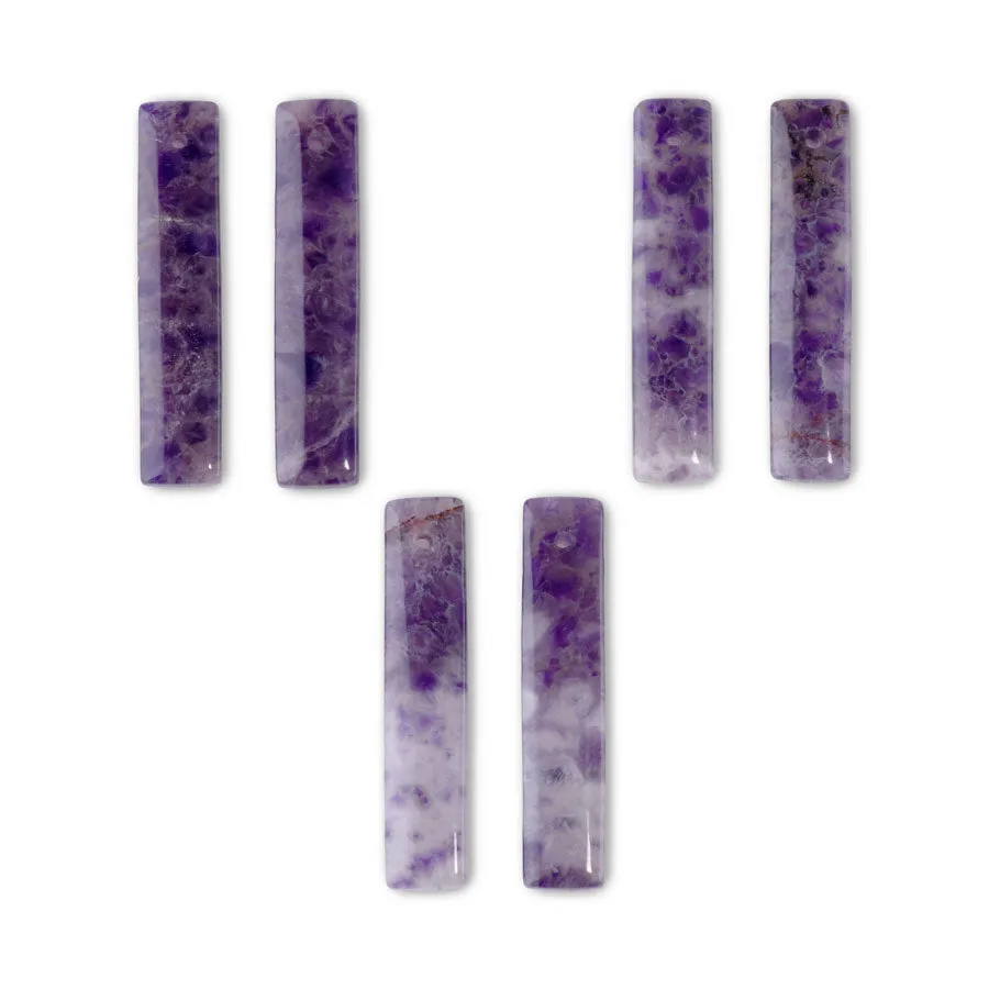 Dog Teeth Amethyst 10x48mm Rectangle Pair - Pendant