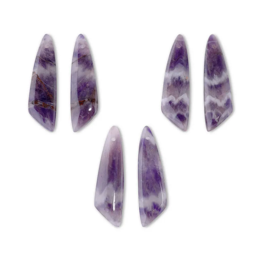 Dog Teeth Amethyst 13x48mm Wing Pair - Pendant