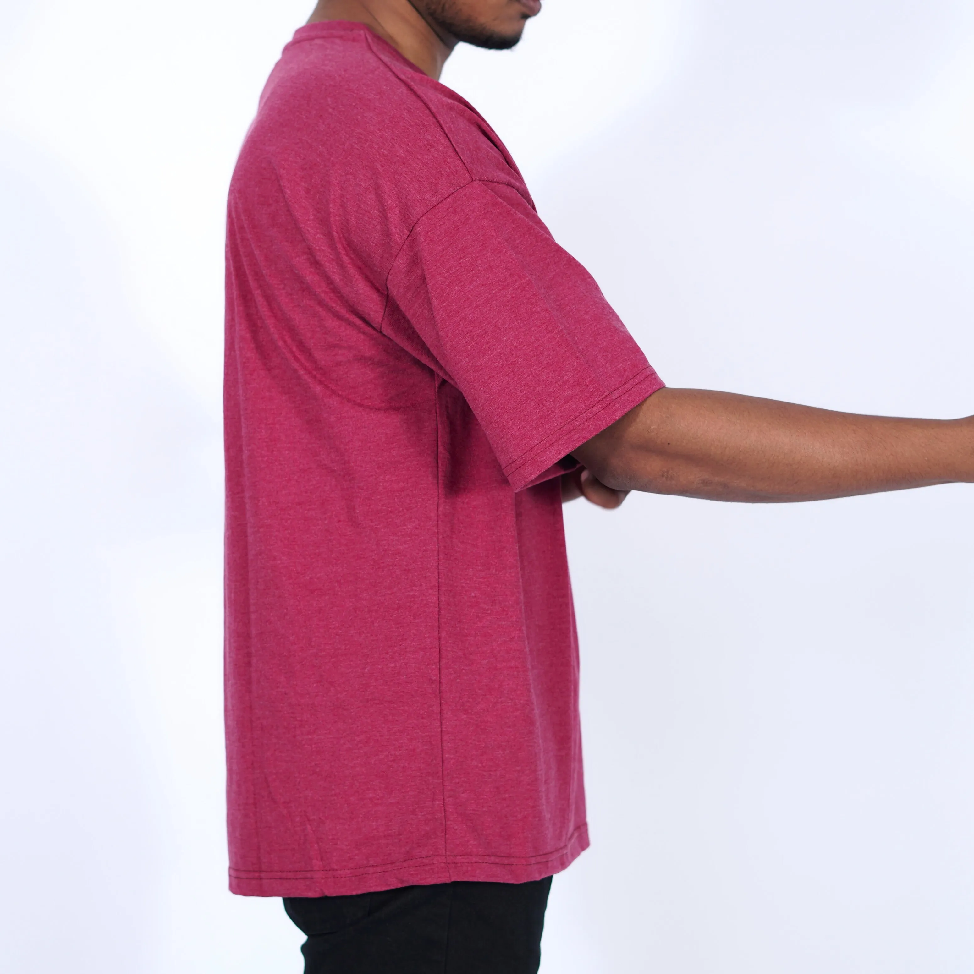 Drop Shoulder Maroon Melange