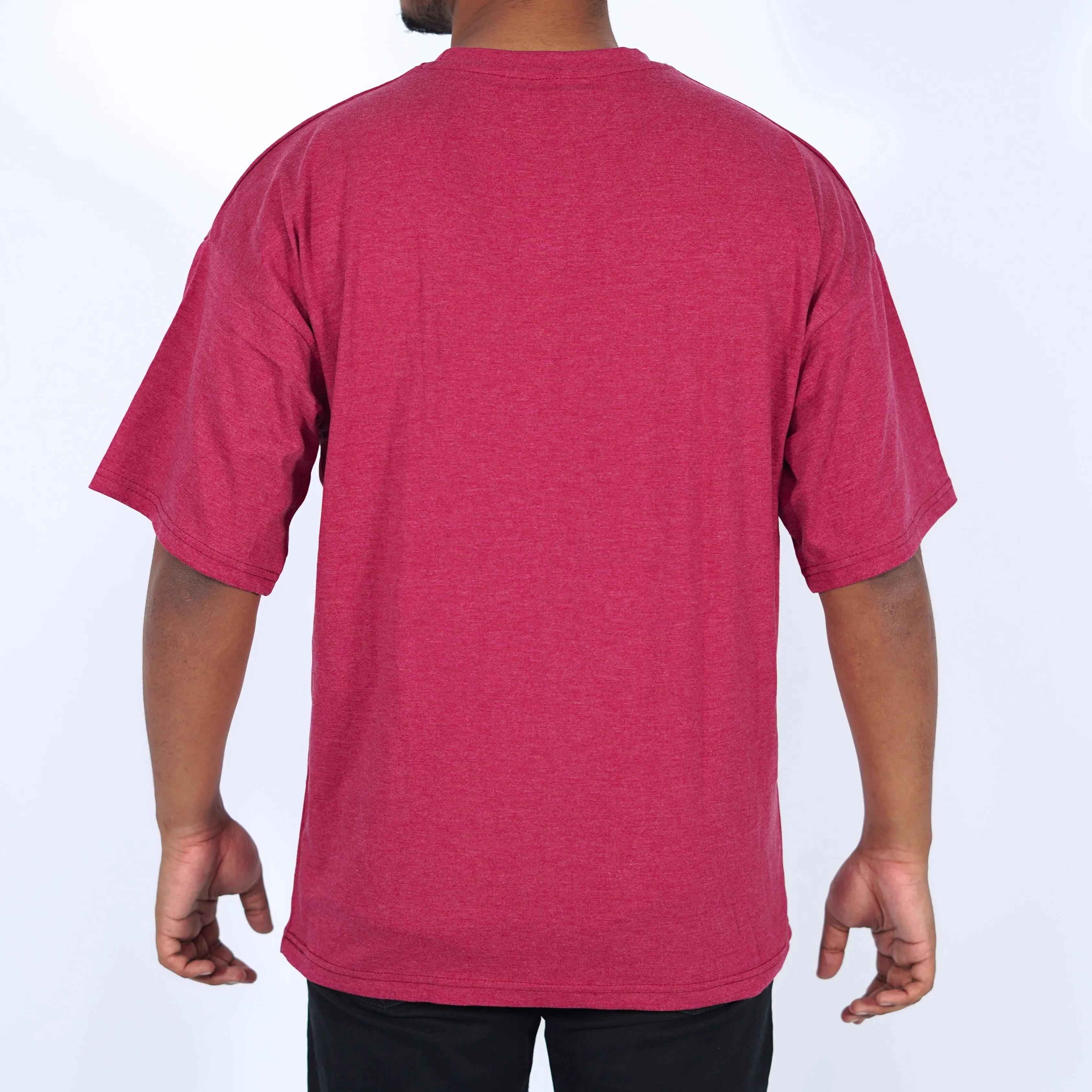 Drop Shoulder Maroon Melange