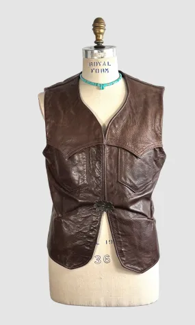 EAST WEST Musical Instruments 70s Mens Leather Vest  Medium