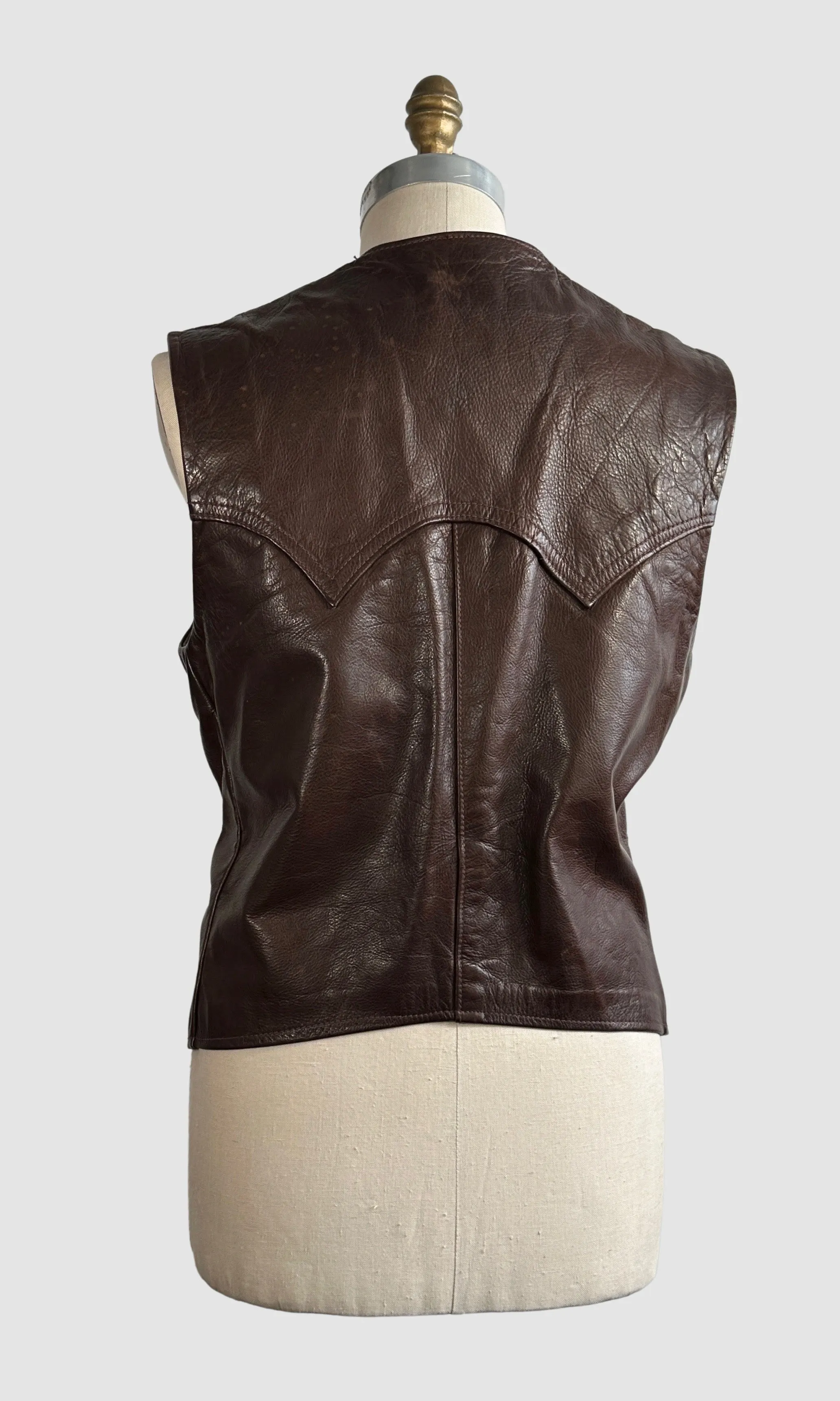 EAST WEST Musical Instruments 70s Mens Leather Vest  Medium