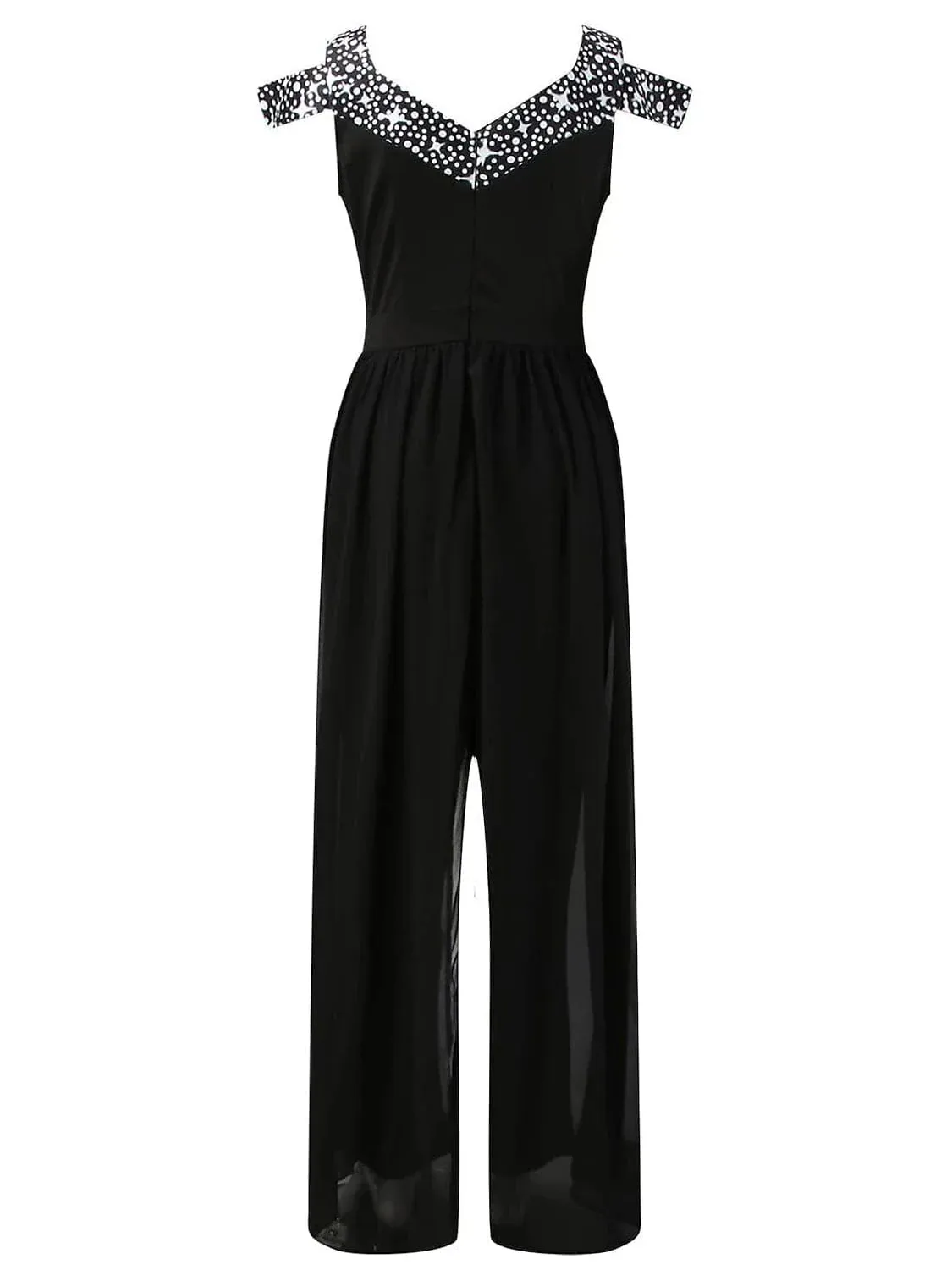 Elegant Black V-Neck Jumpsuit for Special Occasions, Spring and Fall