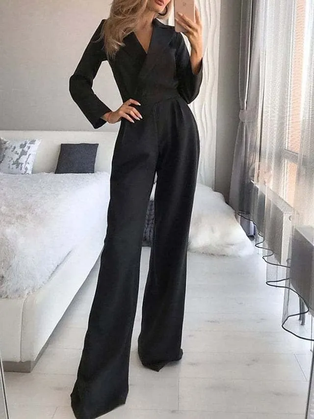 Elegant Casual V-Neck High Waist Jumpsuit for Women