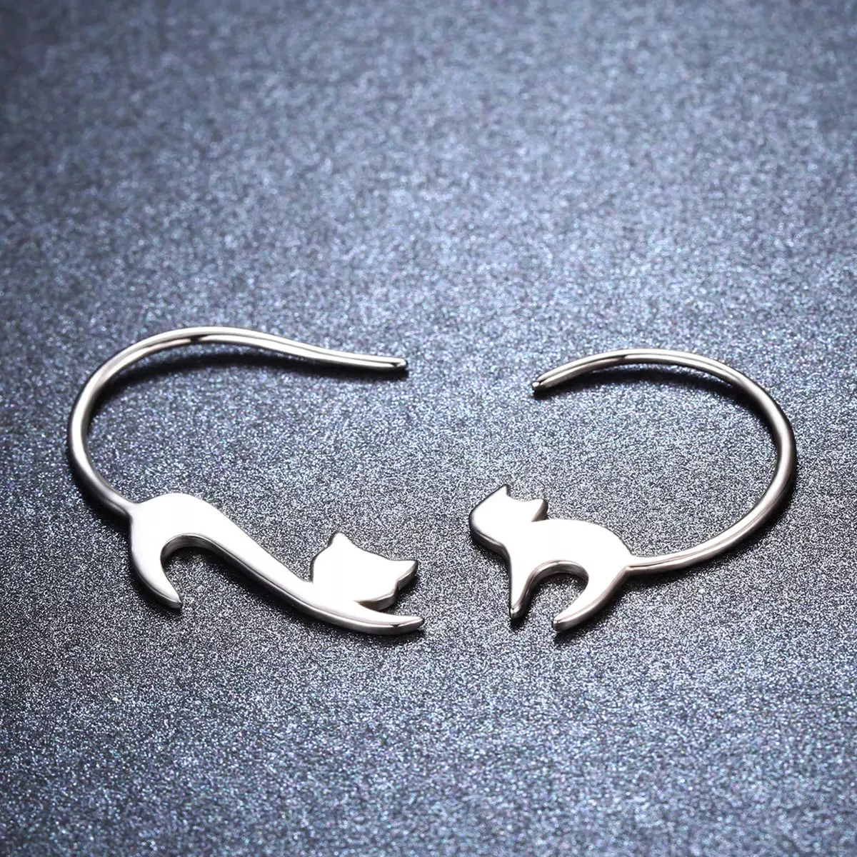 Elegant Cat Earrings in Solid 925 Sterling Silver