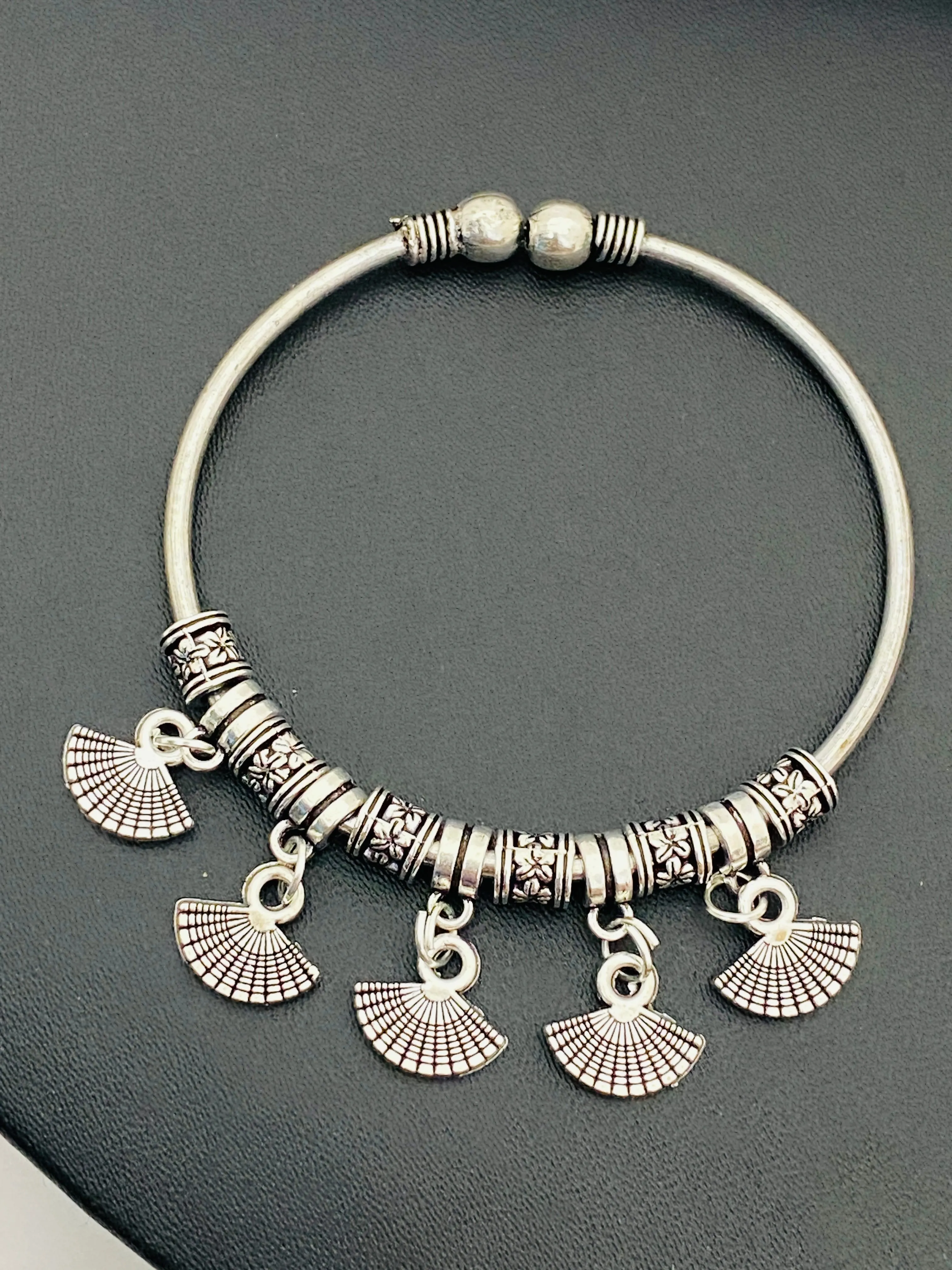 Elegant Design Silver Oxidized Bracelet With Gorgeous Hangings