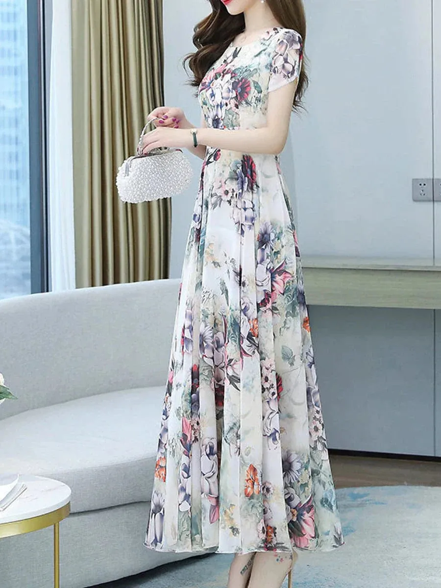 Elegant Floral Long Sleeve Maxi Dress for Women