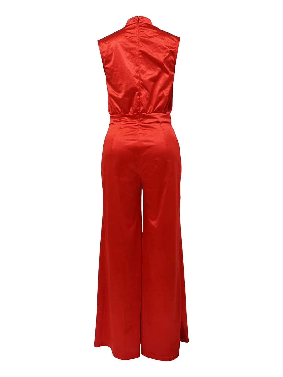 Elegant Sleeveless High Waist Women's Jumpsuit for Parties and Events