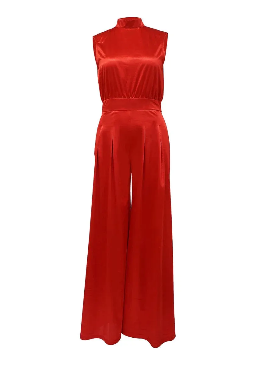 Elegant Sleeveless High Waist Women's Jumpsuit for Parties and Events