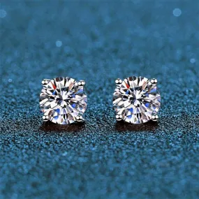 Elegant Sterling Silver Stud Earrings with Sparkling Moissanite - Delicate Luxury Gift