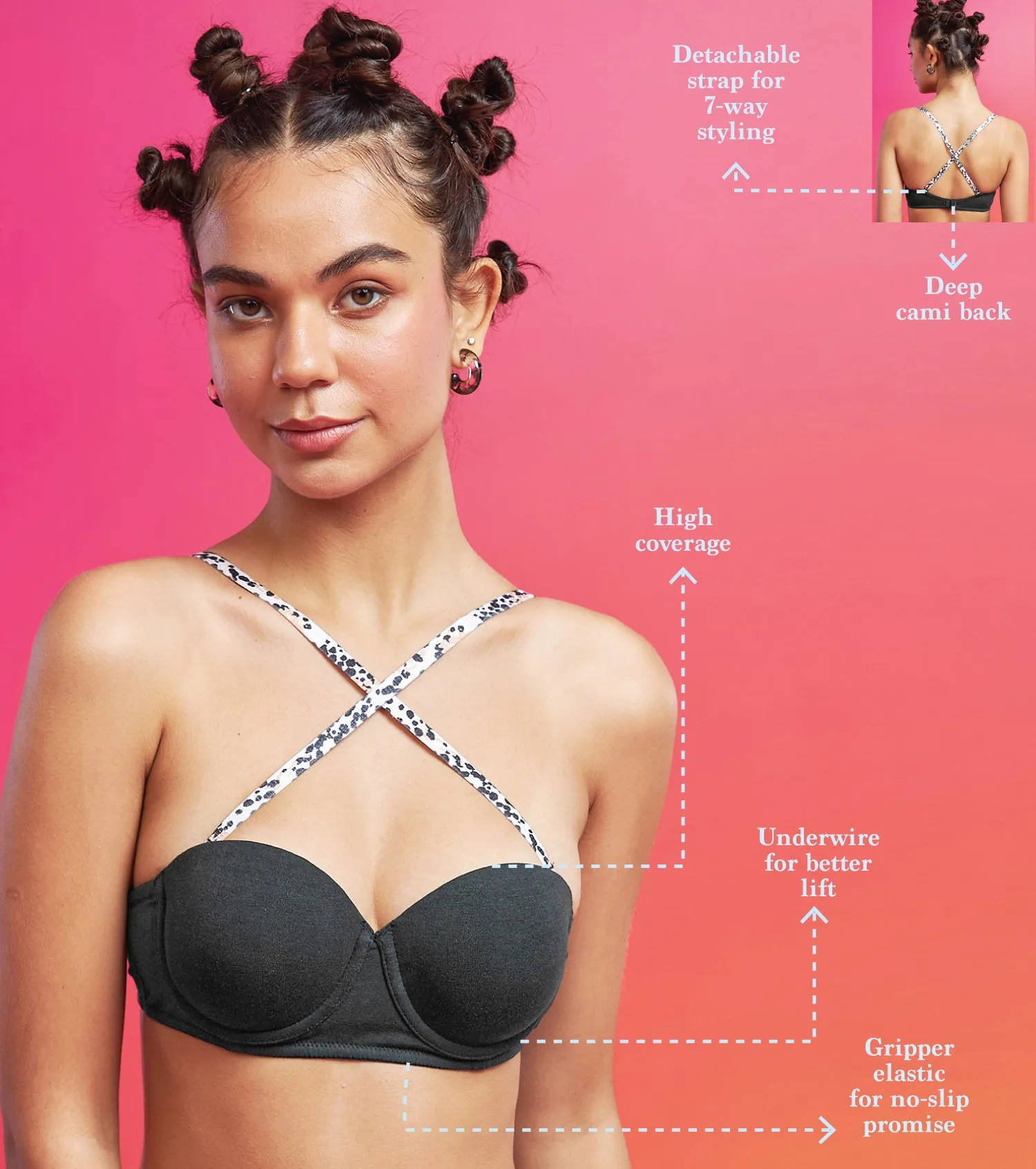 Enamor XO Graphite Wired Padded Strapless Bra - Kimmie