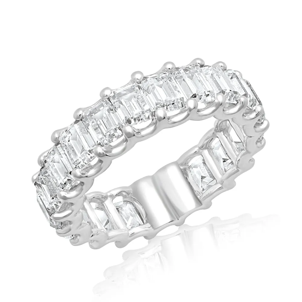 FAY Emerald Cut Lab Grown Diamond Eternity Band U-Shaped Shared Prong in 18k Gold