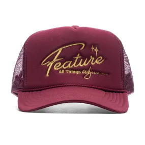 Feature x Wynn Shine Trucker - Burgundy/Maroon