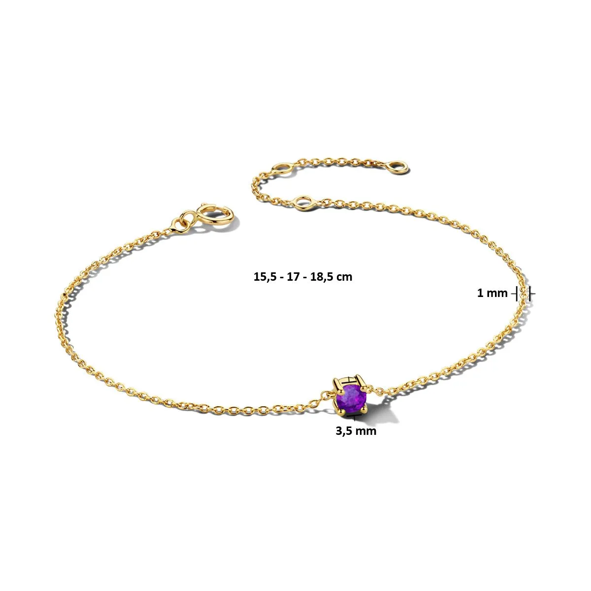 February Birthstone Bracelet 14K Yellow Gold