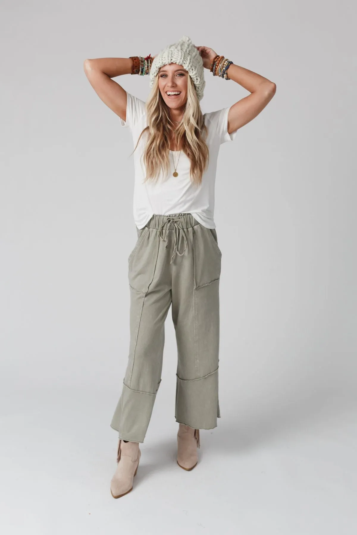 Feeling Good Wide Leg Pant - Faded Sage