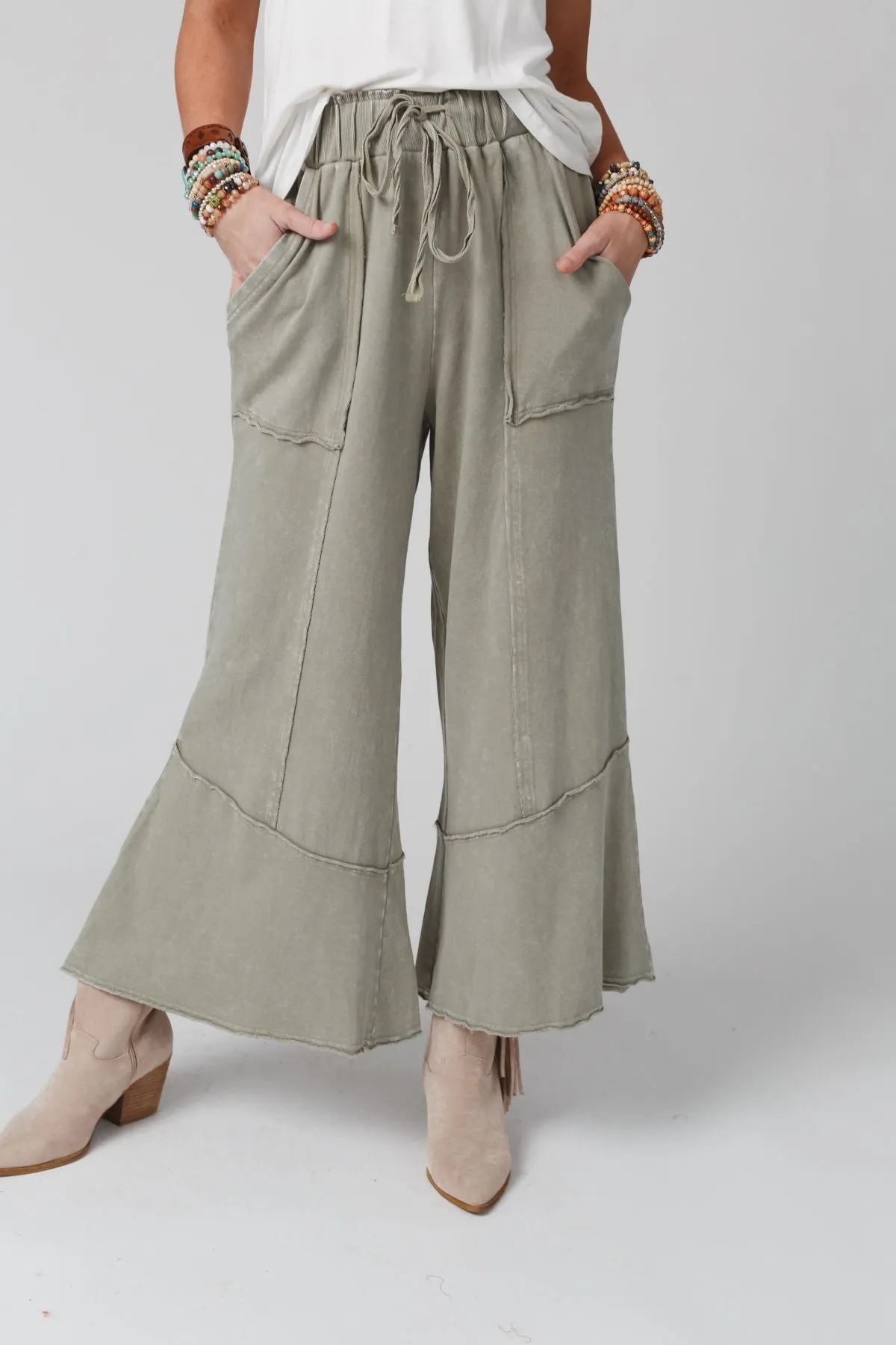 Feeling Good Wide Leg Pant - Faded Sage