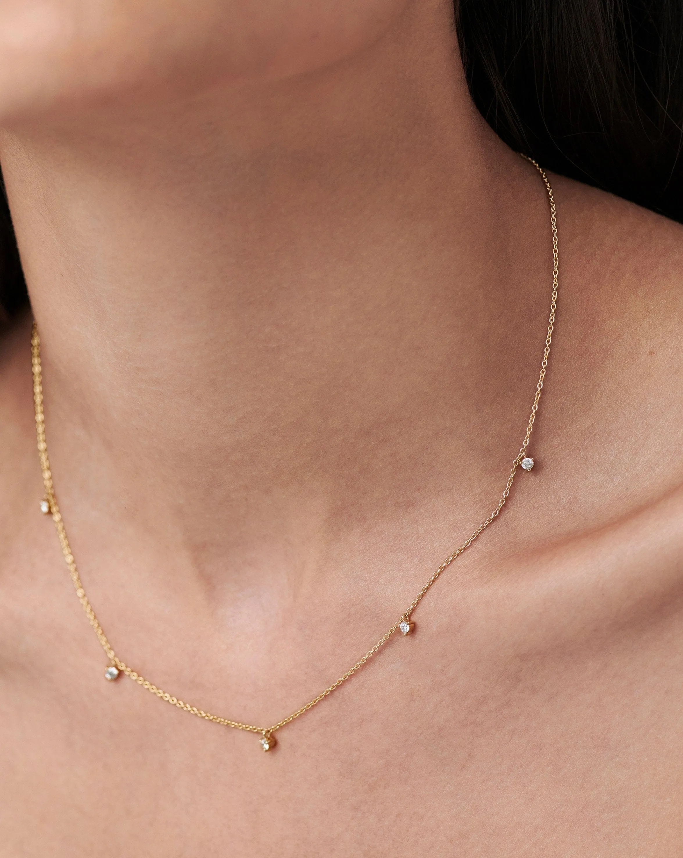 Fine Diamond Drop Necklace | 14k Solid Gold/Diamond