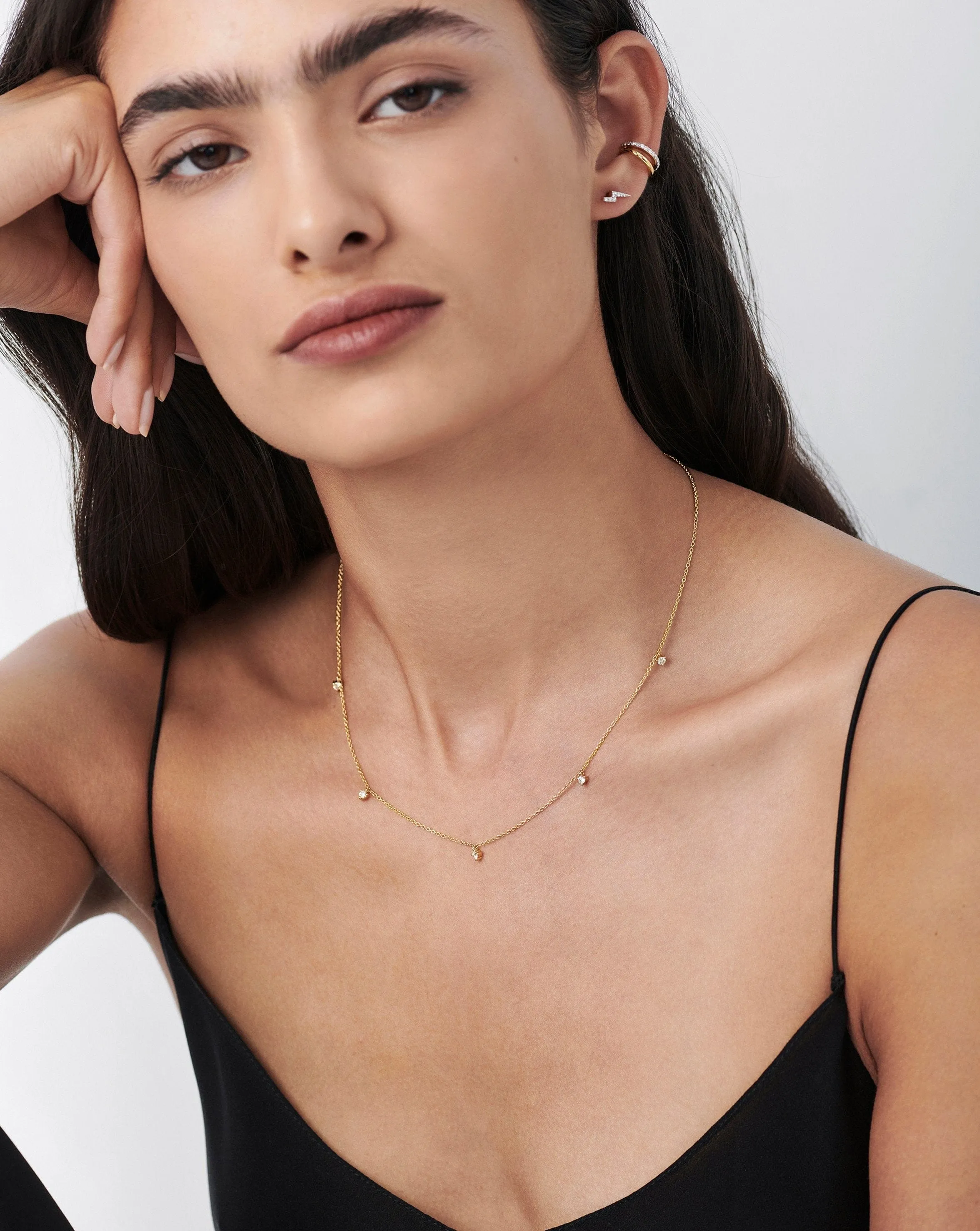 Fine Diamond Drop Necklace | 14k Solid Gold/Diamond