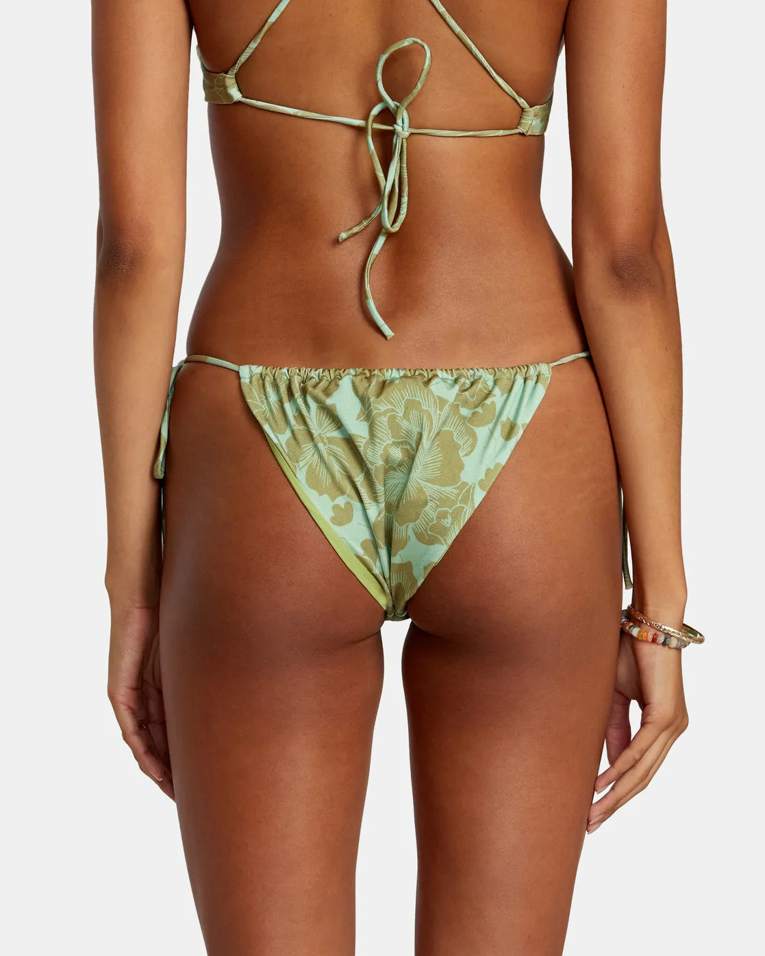 Fine Lines Shimmer Medium Bikini Bottoms - Seafoam