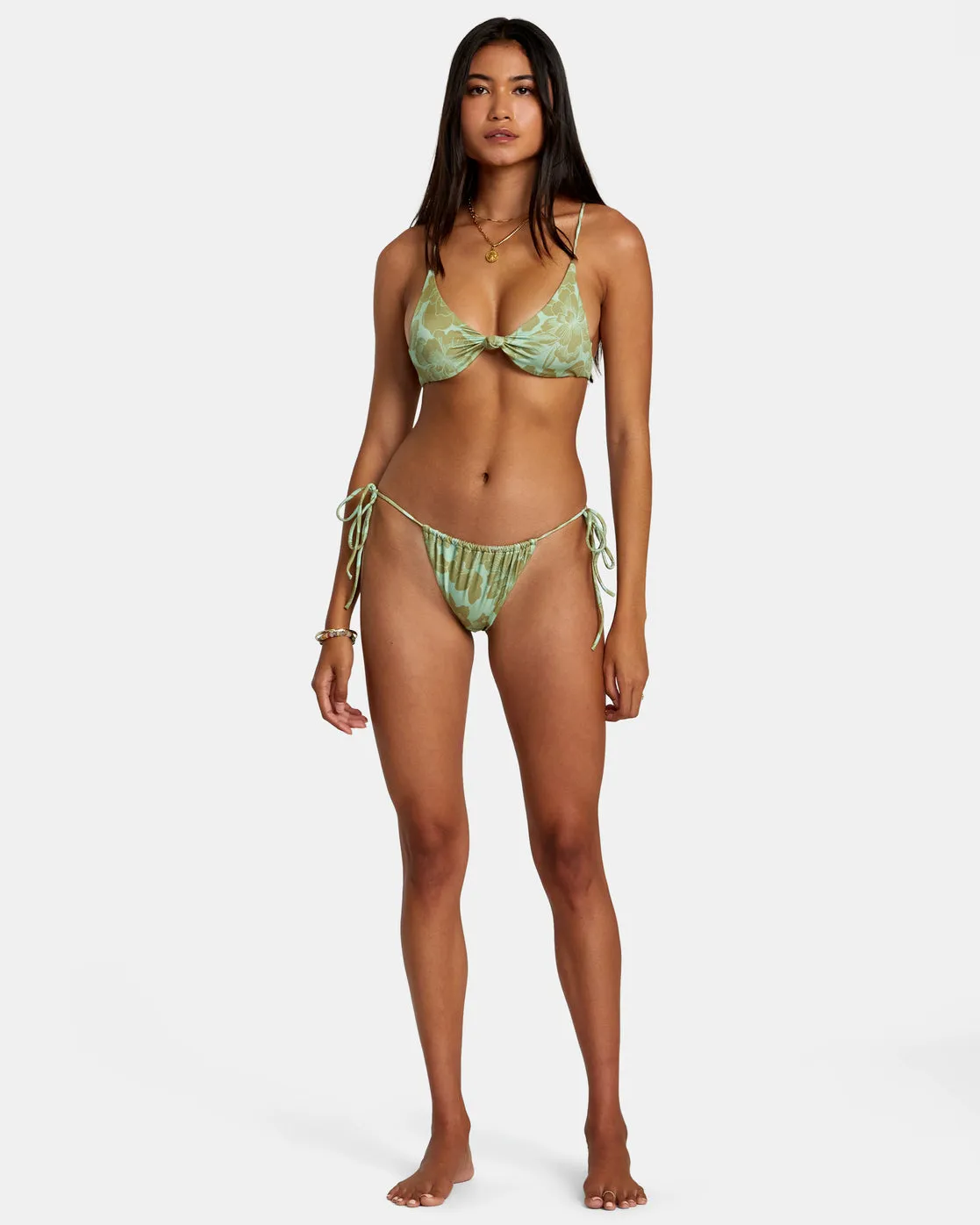 Fine Lines Shimmer Medium Bikini Bottoms - Seafoam