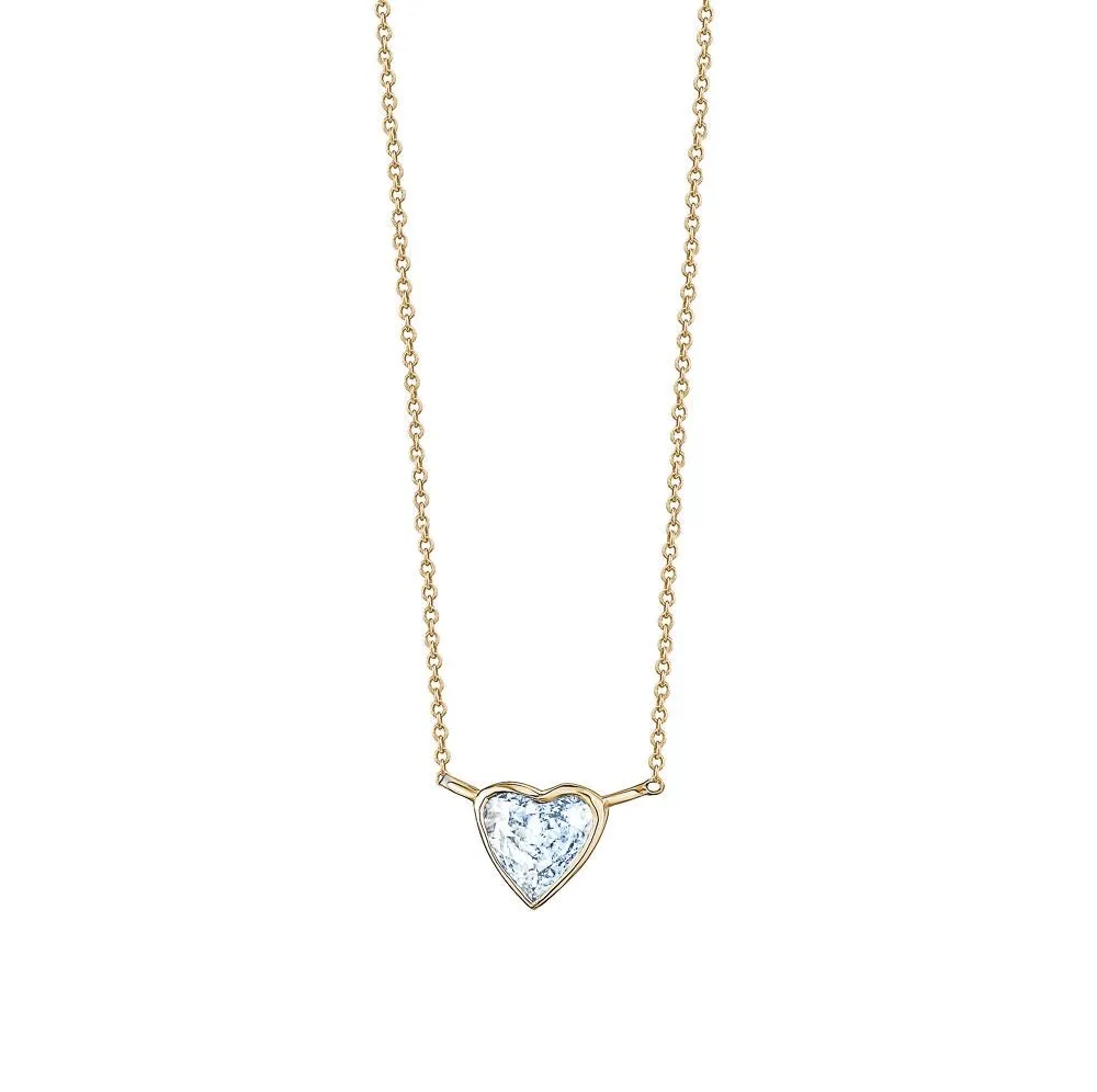 Floating Bezel Set Heart Necklace