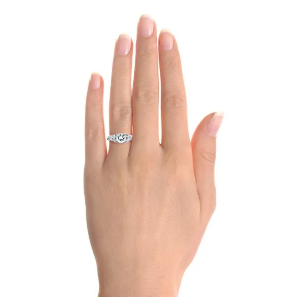 Floral Solitaire Diamond Engagement Ring [Setting Only] - EC042