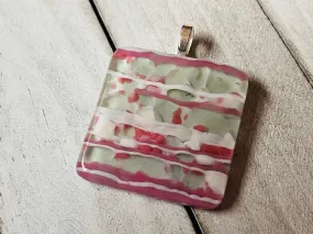 Fused Glass~ Pink with a seafoam gray